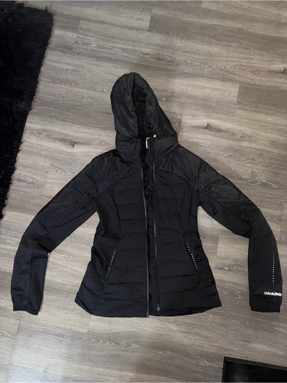 lululemon athletica Black Hooded Quilted Puffer Jacket